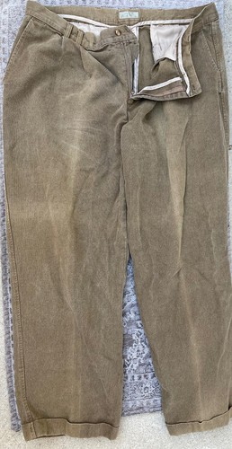 Territory Ahead beige einfarbige Herrenhose 40 Baumwolle gerades Bein Baggy Reißverschluss Bündchen