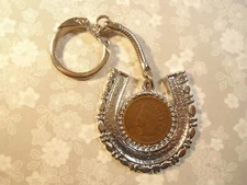 1 Silverplated Indian Head Penny Horseshoe Keychain