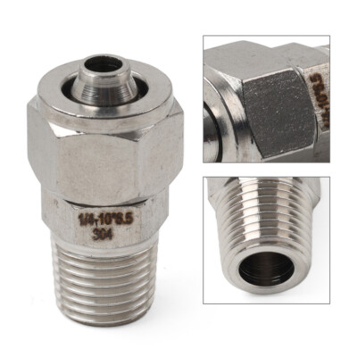 Compression Tube Fitting 1/4 PT Male Thread x 10mm OD Tube 304 Stainless Steel