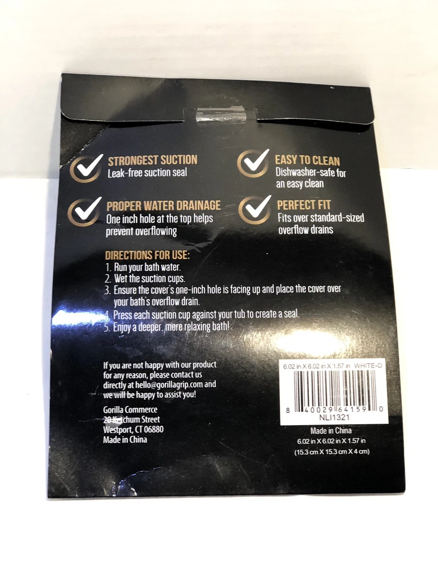 Gorilla Grip Premium Bathtub Overflow Drain Cover Suction Cup BPA Free  WHITE New | eBay