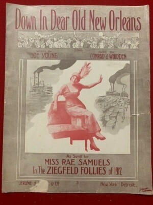 1912 Down In Dear Old New Orleans Miss Rae Samuels Vintage Sheet Music ...