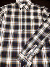 Ben Sherman Mens Button Front Long Sleeve Cotton Multi Plaid Shirt Medium M