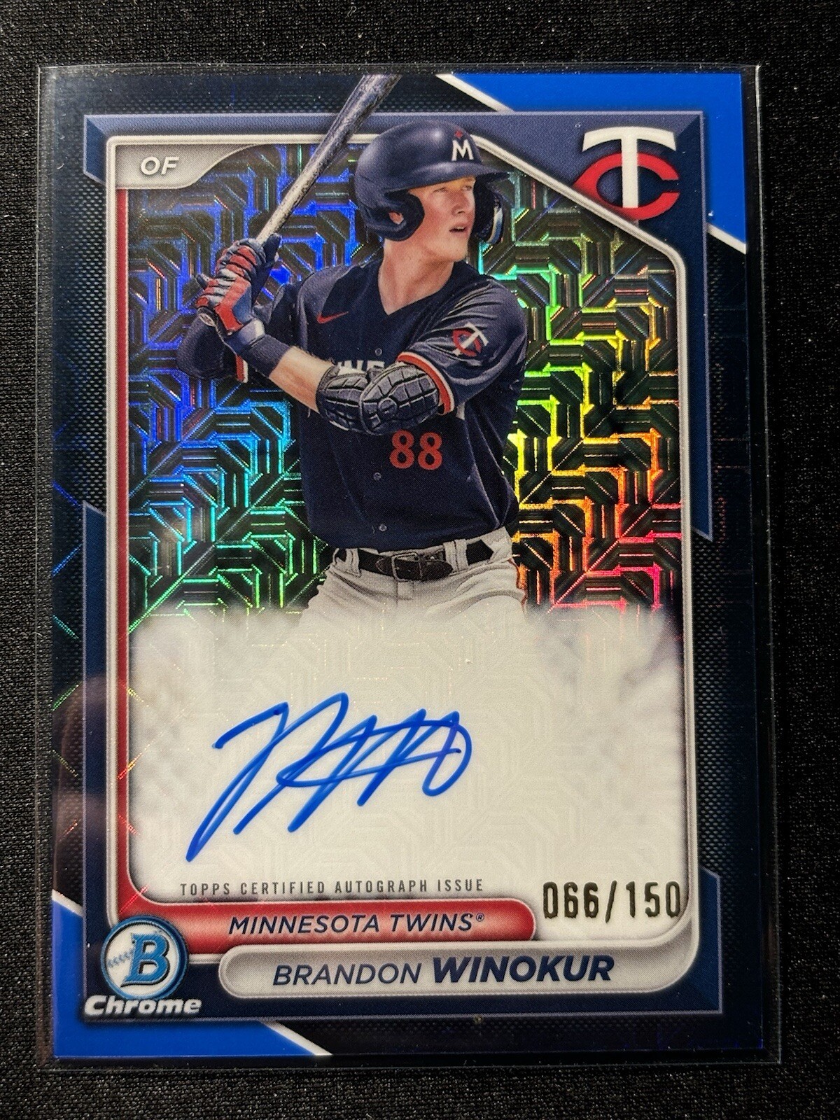 2024 Bowman Mega Brandon Winokur Twins #BMA-BWI Blue Mojo Refractor Auto 66/150
