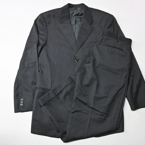 Armani Collezioni Mens 42R 34x29 Gray Stripe Wool Italy Suit Old Money Y2K 2000s