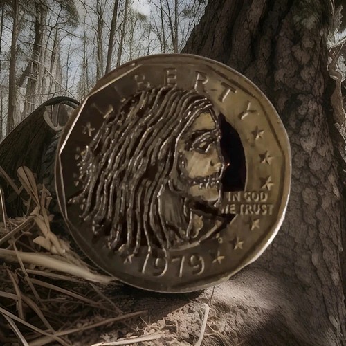 Susan B Anthony Dollar hand carved original by J&M Tarantula As Zombie Girl - Picture 3 of 13