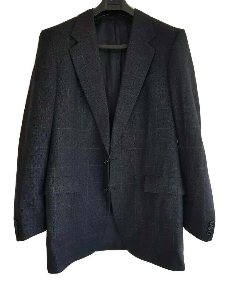 MAURIZIO OF FIFTH AVENUE MENS GREY CHECKED 2-BUTTON FRONT WOOL BLAZER-SIZE 46R. - Image 3 of 4
