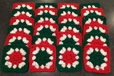 Lot Of 24 5" CHRISTMAS Crochet FLOWER GRANNY SQUARES Afghan Blocks Throw