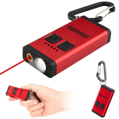 KryoLights Mini-Taschenlampe mit Laserpointer, 3 Watt, 80 Lumen, Akku, dimmbar
