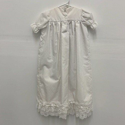 Vintage 3 Month White Baptism Christening 3-Piece Dress Cape Bonnet Sweet Lace - Foto 5 di 12