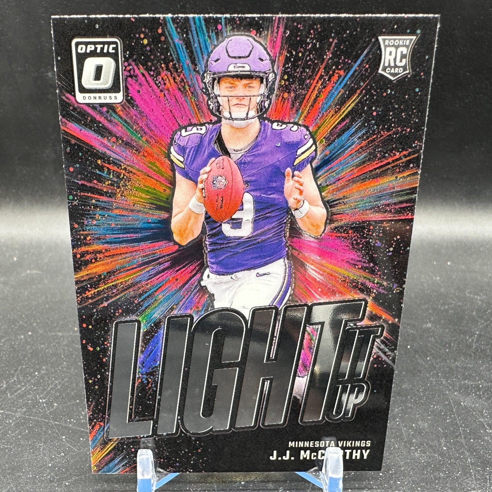 JJ McCarthy Rookie Light It Up 2024 Donruss Optic RC #2 Minnesota Vikings