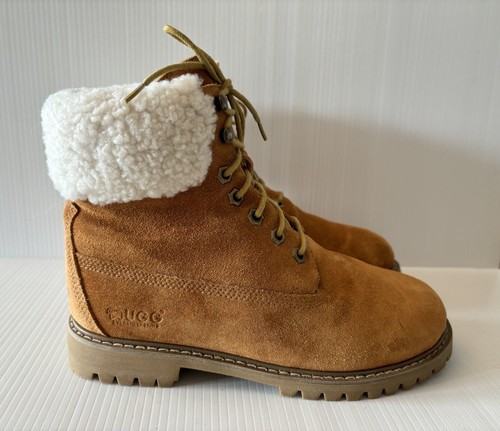 Ugg Eversheepskin Tan Boots Size EU 40 US 10 Lined Suede Lace Up Brown Outdoor - Picture 2 of 22