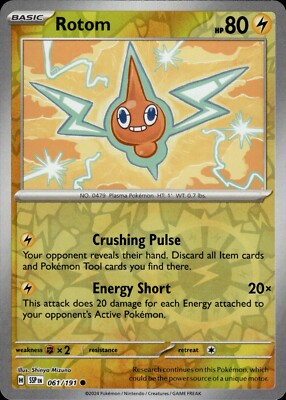 Pokemon Near Mint Surging Sparks Reverse Holo Rotom 061/191