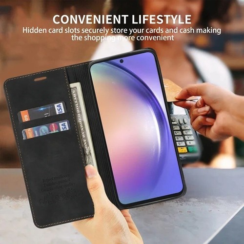 Magnetic Flip Wallet Leather Case For All Samsung Galaxy Models with Card Slots - Picture 2 of 11