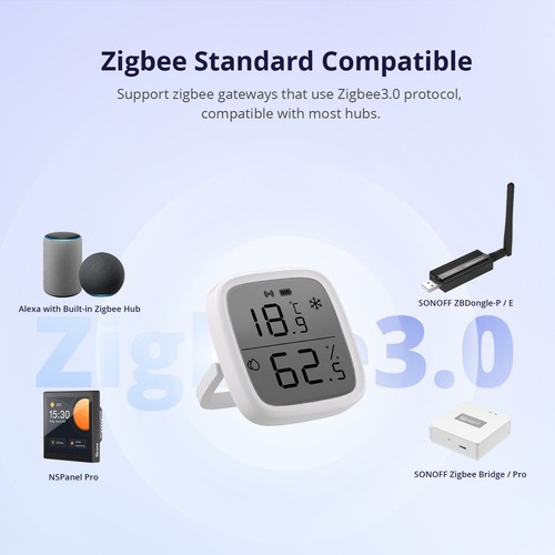 SONOFF Zigbee Digital LCD Thermometer Hygrometer Smart Temperatur Humi Sensor - Bild 7 von 14