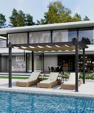 10x13 Ft Modern Aluminum Pergola Outdoor Pergola with Adjustable Canopy Stable