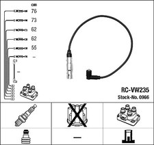 0966 NGK Ignition Cable Kit for VW