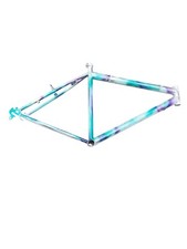TELAIO BICI BICICLETTA ACCIAO 26 MTB UOMO BIANCO/VERDE/VIOLA H49