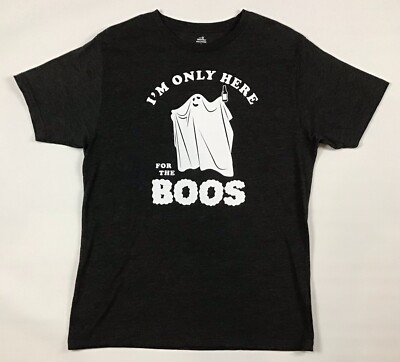 Celebrate Halloween I'm Here for The Boos Mens T-Shirt Size L Large Ghost Beer