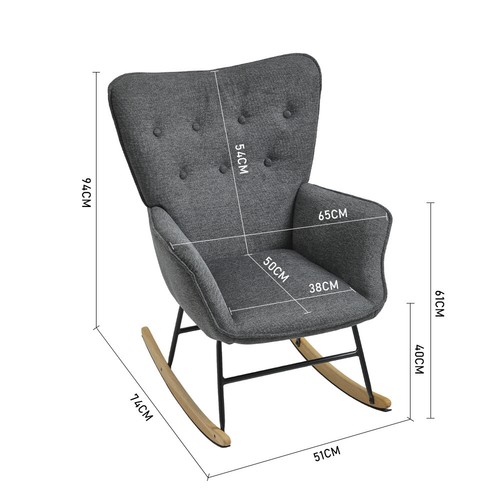 Modern Upholstered Rocking Chair Relaxing Rocking Seat Reading Napping Armchair - Picture 4 of 9