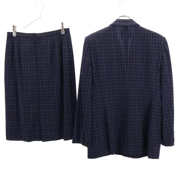 Usado Burberrys Años 90 Antiguo Sanyo Shokai Lana Cuadros Patrón Falda Traje Configuración Mujeres