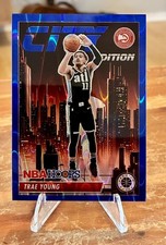 2023-24 Hoops Premium Stock Trae Young City Edition Blue Seismic Prizm #/99