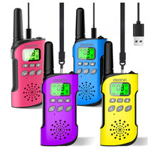 Walkie Talkie Kinder 4er Set mit Aufladbar Li-ion Akku Gro&szlig;e Reichweite 3KM