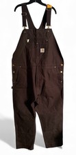 NEW Carhartt Firm Duck Bib Overalls Men's Relaxed Fit 46x32 Dark Brown R01-M
