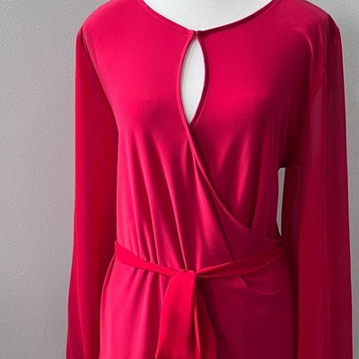 NWT White House Black Market Women's Faux Wrap Blouse in Size Large in Red