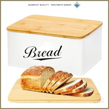 Durable Bread Storage Container with Bamboo Cutting Board Lid for Kitchen