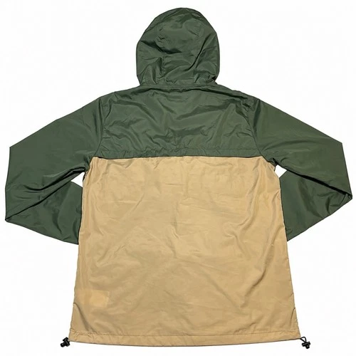 Quiksilver Mens Windbreaker Jacket Green Beige Colorblock Hooded Mesh Lined M image 2
