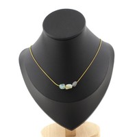 Halskette 3 Perlen Opal Mehrfarbig D'australie. Kette Stahl Golden Halskette Fe