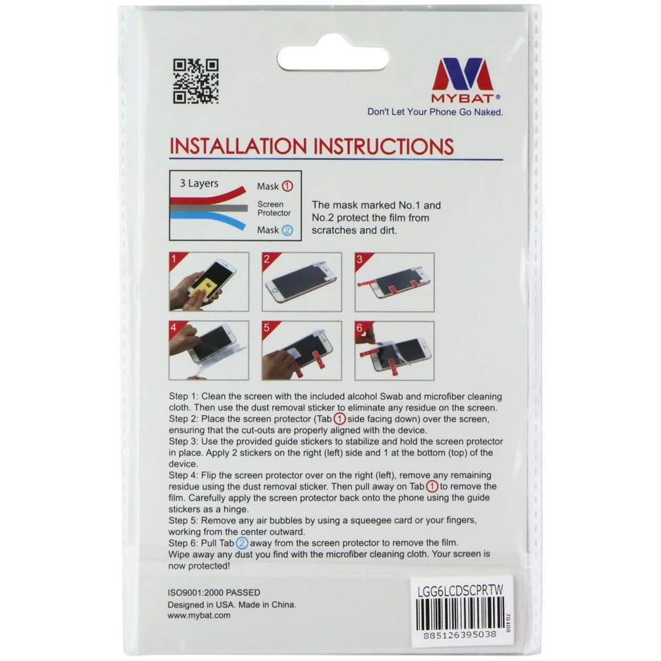 MyBat Clear Screen Protector for LG-H872 (G6) - 2 Pack - Clear - Image 2 of 2