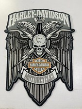Harley Davidson Motociclo Ricamato Teschio Aquila Patch Ferro/Cucito 14,50 pollici