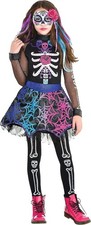 Day of the Dead Skeleton Skull Dia Muertos Fancy Dress Halloween Child Costume