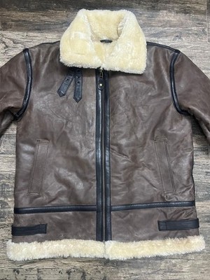 Leon S Kennedy Cosplay Cowhide Leather Brown Shearling Winter B3 Bomber Jacket