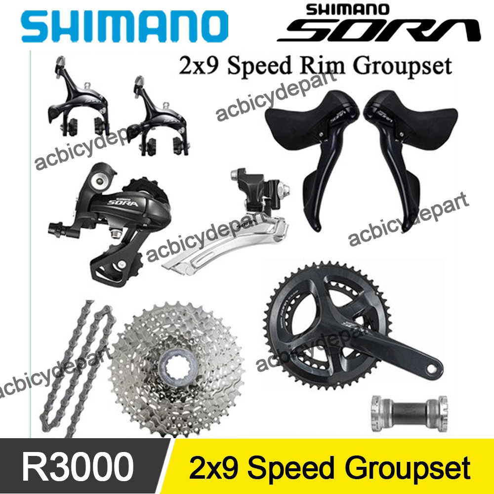 Shimano SORA R3000 2x9 Speed Road Bicycle Rim Groupset Derailleur