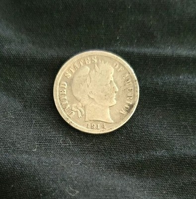 1914-D Barber Dime 90% Silver Average 8.99