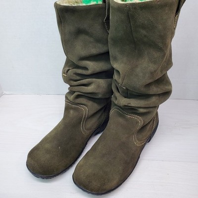 Cloak Olive Green Suede Leather Lined Boot Womens 7 M Elf Core Bohemian Boho