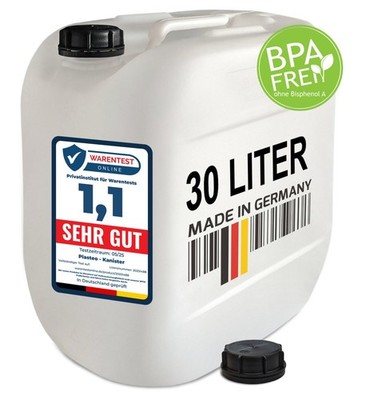 plasteo 30 Liter Wasserkanister Lebensmittelecht UN-Zulassung Wiederverwendbar
