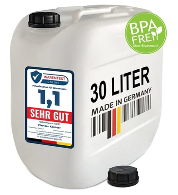 PLASTEO - HERGESTELLT IN DEUTSCHLAND plasteo 30 Liter Wasserkanister Lebensmittelecht UN-Zulassung Wiederverwendbar