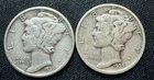 1939-S  1939-P. Mercury Dime . F/VF+ . Very Fine . 90% Silver . Partial BANDS
