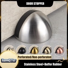 1x Stainless Steel Door Stopper/Stops Buffer Rubber Perforated/Non-perforated