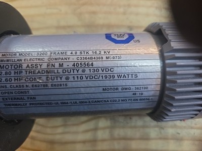 McMillan 2.8 HP NordicTrack Proform  Motor C3364B4369  /C3364B4370 / USED