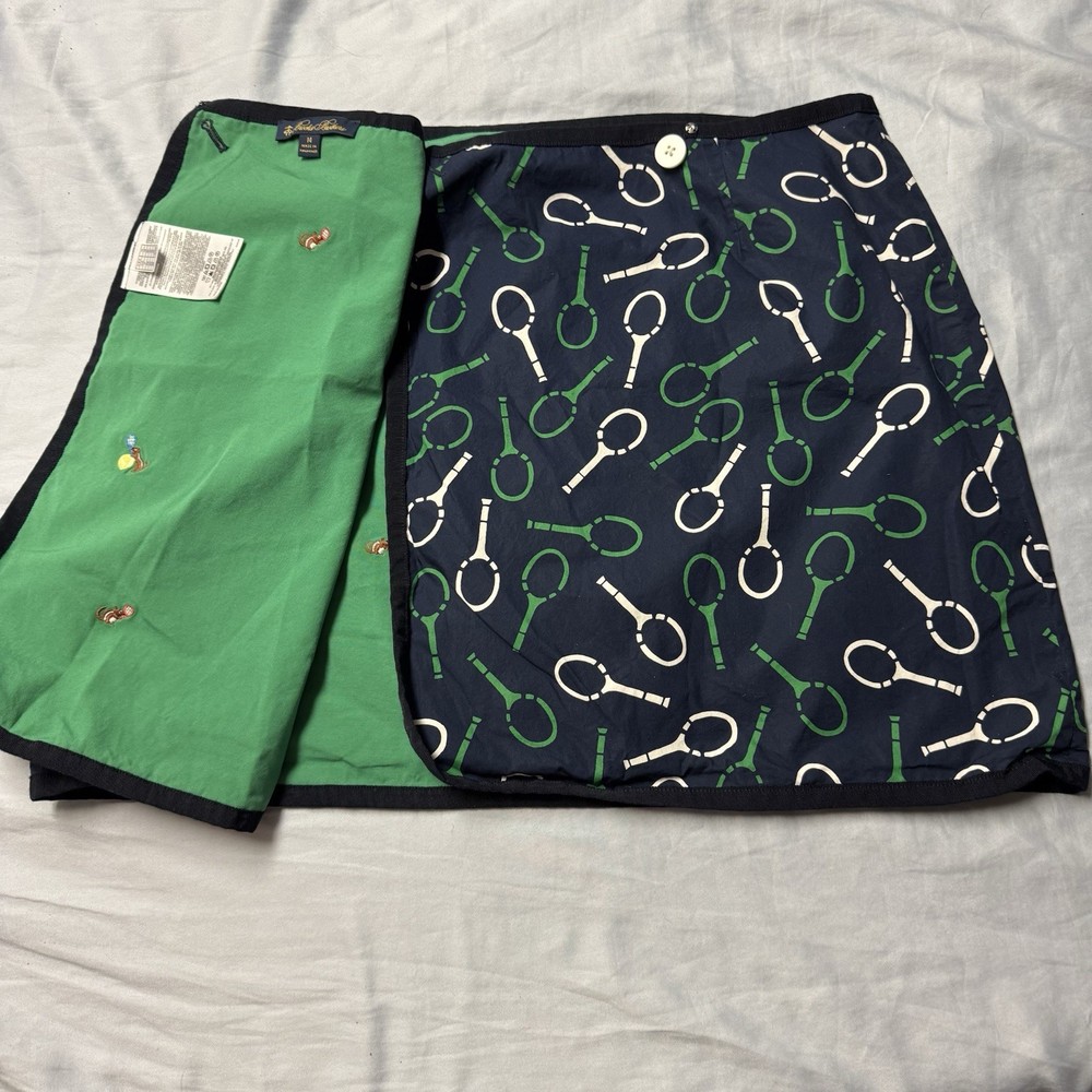 Brooks Brothers Reversible Tennis Skirt US 14 Blue Green with Racket