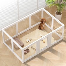Clear Acrylic Dog Playpen Indoor Pet Pen, 24" H, White, 10 Panels  Open View...