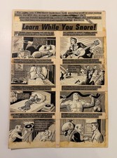 "¡Aprende mientras roncas!" Panel de 8 piezas de tira cómica original MAD o agrietada