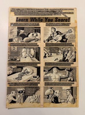 ''Learn While You Snore!'' MAD or Cracked Original Comic Strip 8 piece Panel