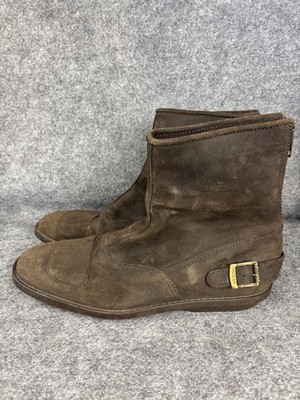 Hogan Boots Mens Size 12 Brown Suede Ankle Zip Buckle Casual Made Italy