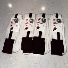 Men s Lot Of 4 Vintage 2 In 1 Stirrup Sock Rare Sz 8-11 Maroon/White Sanitary