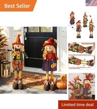 2 Pack 28" Fall Scarecrows with Stretchable Legs - Adorable Thanksgiving Decor